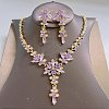 Flower Brass Rhinestone Pendant Necklaces & Stud Dangle Earrings FS-WG58BAB-10-1