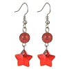 Resin & Glass Star Dangle Earrings EJEW-JE05323-3