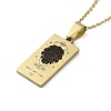 304 Stainless Steel Black Enamel Rectangle with Constellation Pendant Necklaces NJEW-I128-01F-1