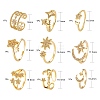 9Pcs 9 Style Adjustable Brass Micro Pave Clear Cubic Zirconia Cuff Rings RJEW-LS0001-18G-3