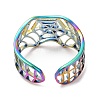 Ion Plating(IP) 304 Stainless Steel Hollow Spider Web Open Cuff Ring for Women RJEW-M149-25RC-2