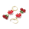 Natural Carnelian Beads & Glass Seed Dangle Hoop Earrings EJEW-MZ00309-6