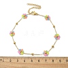 304 Stainless Steel & Synthetic Stone Daisy Flower Chain Anklets for Women AJEW-B031-01G-01-5