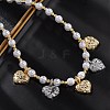 Brass Micro Pave Clear Cubic Zirconia Beaded Necklaces NJEW-Z059-05PG-01-1