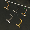 304 Stainless Steel Crystal Rhinestone 3 Flat Round L-Shaped Nose Rings WGC87C3-03-2