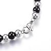 304 Stainless Steel Beaded Bracelets BJEW-G544-31A-3