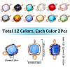 SUNNYCLUE 24Pcs 12 Colors Faceted Glass Connector Charms GLAA-SC0001-90-2