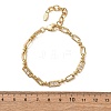 Oval & Paperclip Brass Micro Pave Cubic Zirconia Link Chain Bracelets for Women BJEW-D458-01G-02-3
