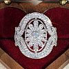 Brass Micro Pave Cubic Zirconia Finger Rings for Women FS-WGE2DD0-01-3