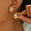 Elegant Stainless Steel Imitation Pearl Stud Earrings VF4299-2-8