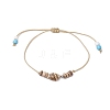 3Pcs Synthetic Turquoise and Natural Coconut Rondelle Beads Braided Bracelets for Women Men BJEW-JB11462-3