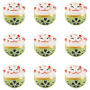 9Pcs Handmade Printed Porcelain Beads PORC-TADJ0001-01G-1