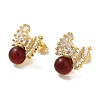 Natural Agate Clear Cubic Zirconia Studs Earrings EJEW-K289-06G-2