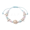 Starfish & Turtle Dyed Natural Malaysia Jade & Synthetic Turquoise Braided Bead Bracelet BJEW-JB09950-1