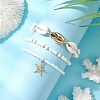 3Pcs 3 Styles Glass Seed Beads Stretch Bracelets & Charm Bracelets & Natural Mixed Cowrie Shell Beads Braided Bracelets BJEW-TA00639-3