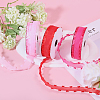 3 Rolls 3 Colors Heart Valentine's Day Polyester Lace Trim OCOR-FG0002-74-5