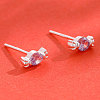 999 Sterling Silver Cubic Zirconia Candy Stud Earrings FS-WG7BAD4-05-1