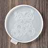 Flat Round with Owl & Flower DIY Cup Mat Silicone Molds SIL-F007-06C-2