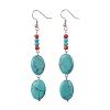 Brass Synthetic Turquoise Dangle Earrings EJEW-JE06535-03-3