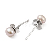 Natural Pearl Round Bead Stud Earrings EJEW-E298-01A-03P-2