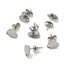 Non-Tarnish 304 Stainless Steel Heart Stud Earring Findings X-STAS-R063-37-4
