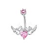 304 Stainless Steel Pave Cubic Zirconia Curved Barbell Belly Rings FS-WG6D7D2-03-1
