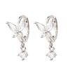 Butterfly Platinum Brass Dangle Hoop Earrings EJEW-L270-11P-2