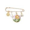 Flower & Bee Iron & Alloy Enamel Charm Brooches JEWB-BR00187-02-2