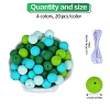 80Pcs 4 Style Round Silicone Focal Beads SIL-SZ0001-22C-2