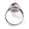 Natural Amethyst Teardrop Adjustable Rings RJEW-K371-08S-15-4