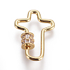 Brass Micro Pave Cubic Zirconia Screw Carabiner Lock Charms ZIRC-F105-05G-1