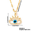 Fashionable Hip-hop Style Brass Full Crystal Rhinestone Crown Blue Evil Eye Pendant Dapped Chain Necklaces for Women MF0686-1-1