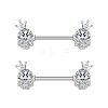 304 Stainless Steel Clear Cubic Zirconia Nipple Barbells WG1DC98-05-1