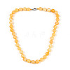 Round Natural Yellow Jade Beaded Necklaces NJEW-F327-02B-04-01-1