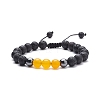 Natural Malaysia Jade(Dyed) & Lava Rock & Synthetic Hematite Braided Bead Bracelet BJEW-JB08144-03-1