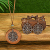 Bohemian Alloy & Wood Pendant Necklaces & Tassel Dangle Earrings Sets WG0AFF1-04-1