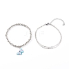 Alloy Enamel Butterfly Charm Bracelets and Brass Cable Chain Multi-Strand Bracelets Sets BJEW-JB06075-1