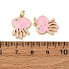 Brass Pink Enamel Jellyfish Pendants KK-CJC0013-02G-RS-3