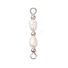 3Pcs 3 Styles Natural Cultured Freshwater Pearl Rice Beaded Links Connector Charms PALLOY-JF04914-01-3