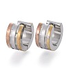 Three-colour 304 Stainless Steel Huggie Hoop Earrings EJEW-L252-008M-1