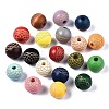 Painted Natural European Wood Beads WOOD-S057-073-1