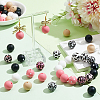 58Pcs 10 Styles Printed Round Silicone Focal Beads SIL-SC0002-06-4