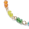 7 Chakra Faceted Glass & 3mm Round Shell Pearl Link Bracelets for Women BJEW-JB10379-3