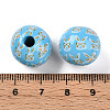 Easter Theme Printed Wood Beads WOOD-T032-22F-3