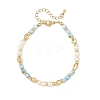 2Pcs 2 Styles Natural Lapis Lazuli and Larimar Faceted Cube Beaded Bracelet Sets with Natural Pearl for Women BJEW-JB14475-3