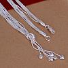Popular Silver Color Plated Brass 3-strand Snake Chain Necklaces NJEW-BB12708-3
