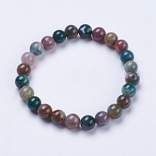 Natural Indian Agate Beaded Stretch Bracelets BJEW-I253-8mm-11