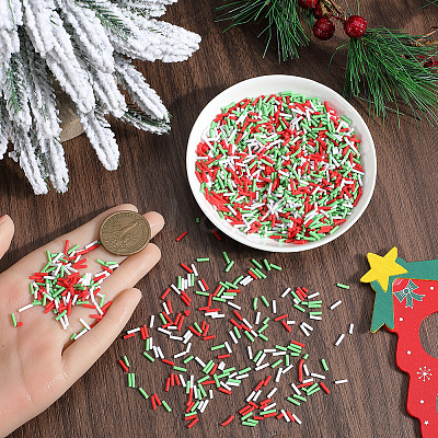 120G 3 Colors Christmas Themed Handmade Polymer Clay Beads CLAY-SC0002-08-1