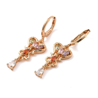 Rack Plating Golden Brass Dangle Leverback Earrings EJEW-B037-20G-1
