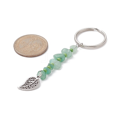 Chakra Gemstone Chip Keychains with Glass Seed Beads KEYC-JKC00473-1